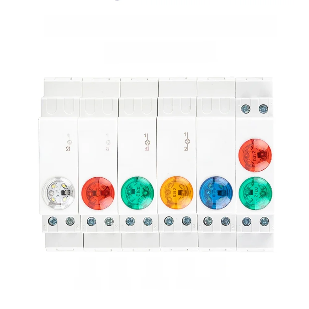 Lampe de signalisation LED à montage sur Rail Din, série AC/DC 24V 220V, indicant les feux pilotes JD9, multicolore