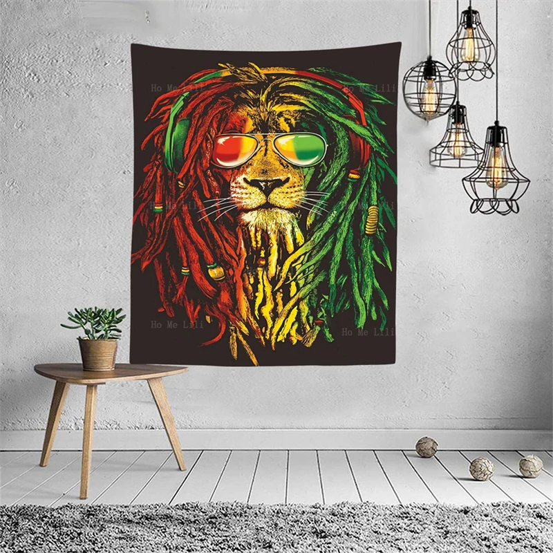 Dreadlocks Lion Fashionable Interior Abstract Colorful Funny Animals Cool Decor Tapestry By Ho Me Lili Wall Hanging