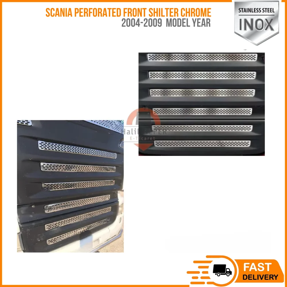 

FOR SCANIA PERFORATED FRONT SHILTER CHROME FITS 2004-2009 / R SERIE CAR PARTS HIGH QUALITY SATISFACTION FAST SHIPPING