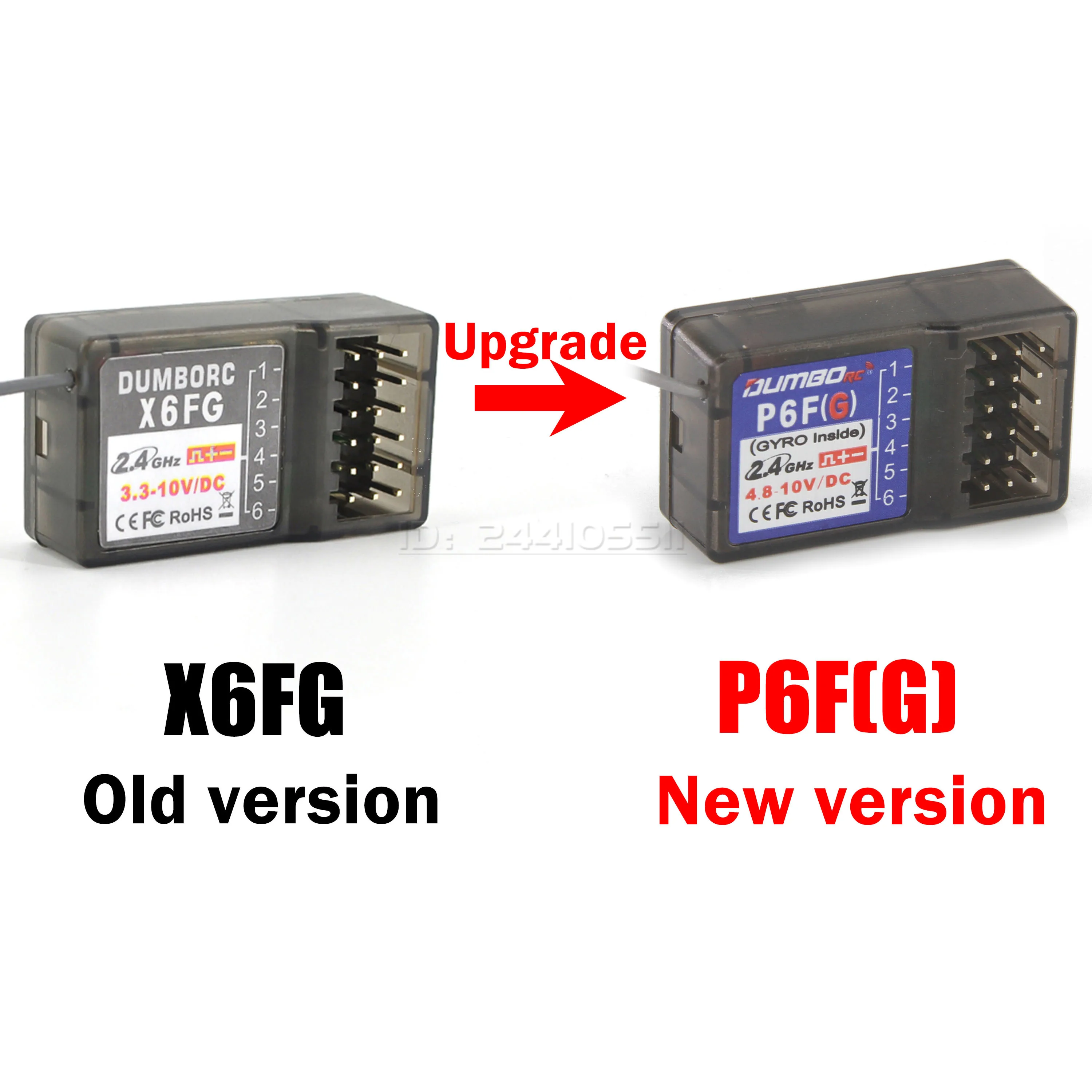 DUMBORC X6FG Mini P6FG P6F X6DC X6DCG 2.4G 6CH Receiver with Gyro for X6 X4 Transmitter Remote Controller Rc Car Boat LED Light