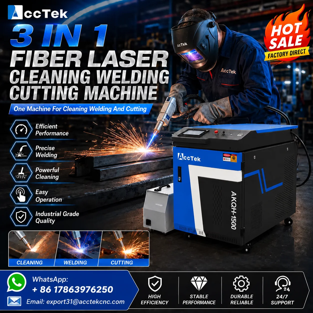 Multifunctional Fiber Laser Equipment 3in1 Mental Welder Cutter Cleaner Stainless Carbon Aluminum Rust Paint Stripping