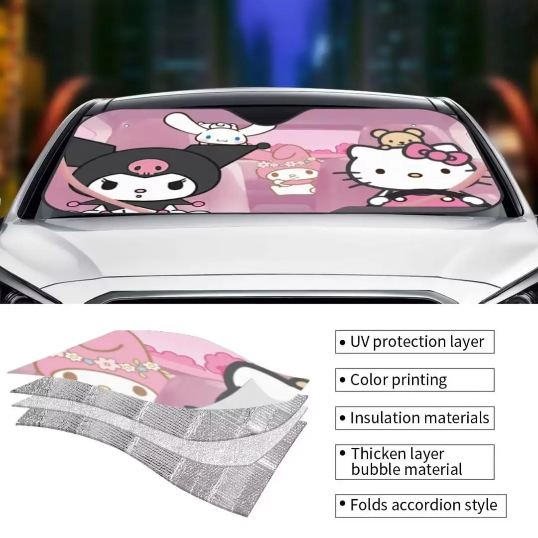 Kreslený windshield slunce stín, anime auto přední okno odstínů slunečník, obal slunce hledí štít blok automobilové vnitřní ochránce