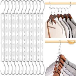 6 Hole Stainless Steel Hanger Multifunctional Metal Clothes Hangers Magic Hook Clothes Hanger Space Saving Wardrobe Storage