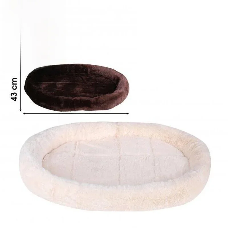 Cojín cama ovalado para perro gato maschas bege o marrón 52x43cm