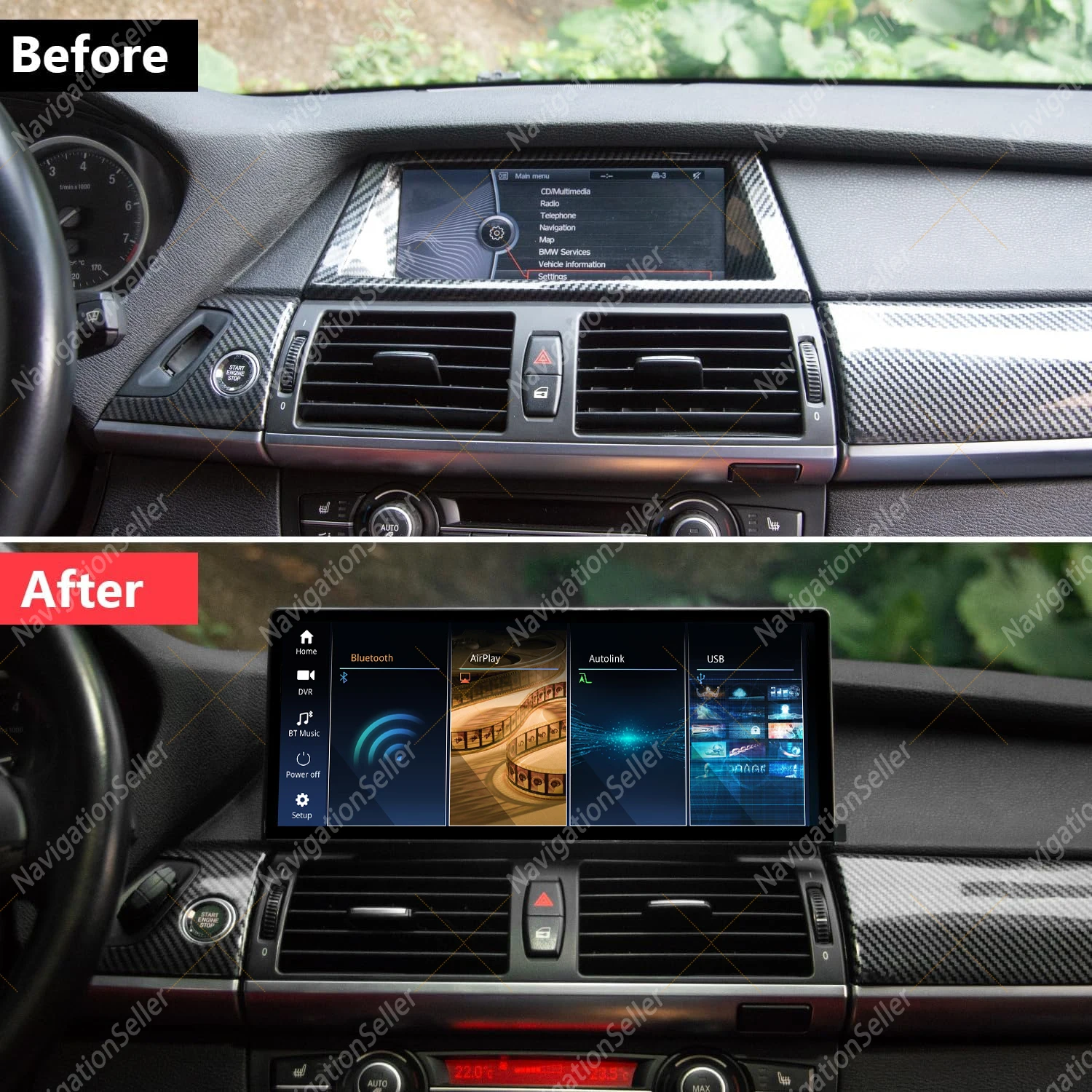 

VIGOHI 12.3" Touch Screen Display For BMW X5 E70 X6 E71 E72 CCC CIC Wireless Carplay Android Auto Car Multimedia Player BT Radio