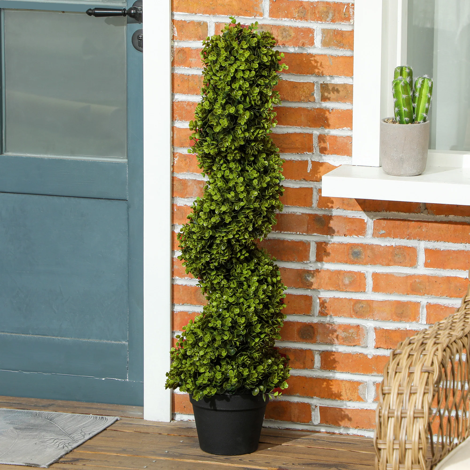 Ensemble de 2 arbres artificiels en forme de spirale, fausse verdure magnifiquement conçue pour la décoration de la maison et des pièces, ornements nécessitant peu d'entretien pour les salons, les entrées ou les balcons, idéal comme cadeau attentionné.