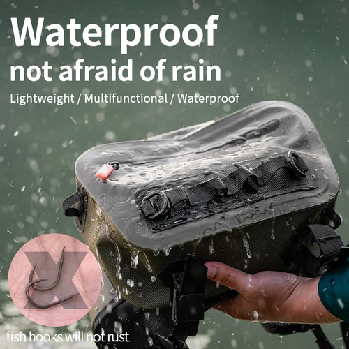Imagen 2 del producto LINNHUE-bolsa impermeable para aparejos de pesca, riñonera de cintura para exteriores, bolso cruzado con capacidad, caja de sedal para Señuelos de Pesca, accesorios de almacenamiento