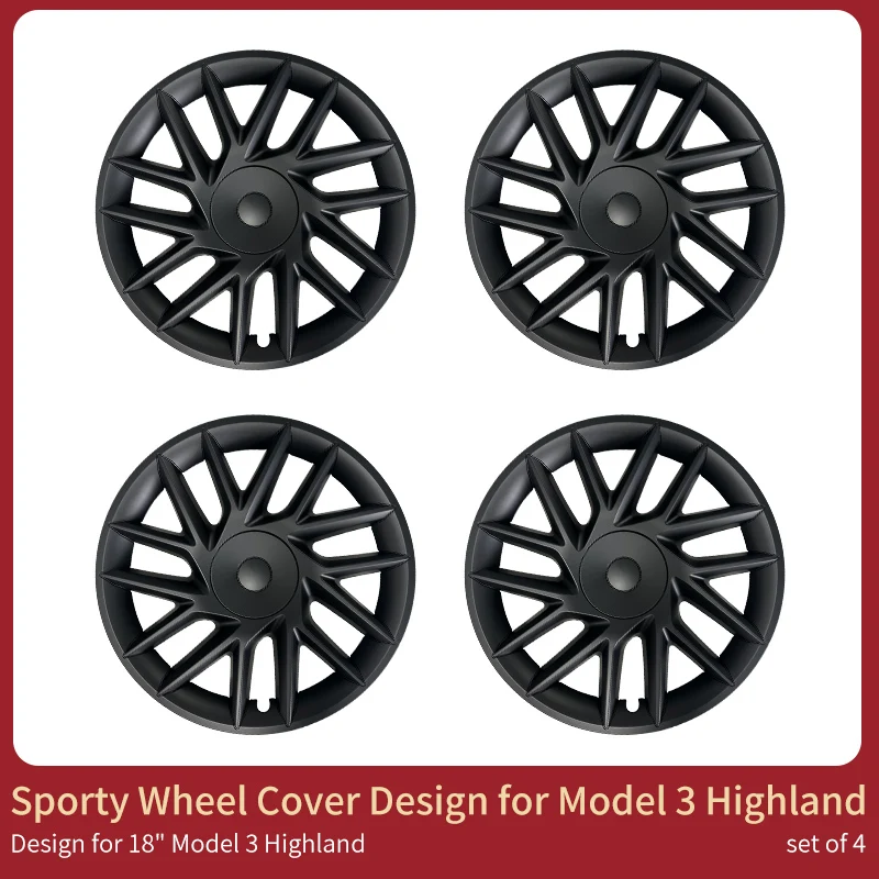 4 Stuks Wieldoppen Nieuw Model 3 Highland 2023-2025 18Inch Sportieve Wieldop Volledige Velg Cover Voor Tesla vervanging Auto Accessoires