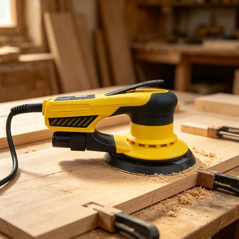 Aus Polen 360W Schleifer Bürstenloser Holzplatten-Polierer Exzentrisch 5,0mm 6 Zoll Exzenterschleifer 7-Gang-Geschwindigkeitsregelung