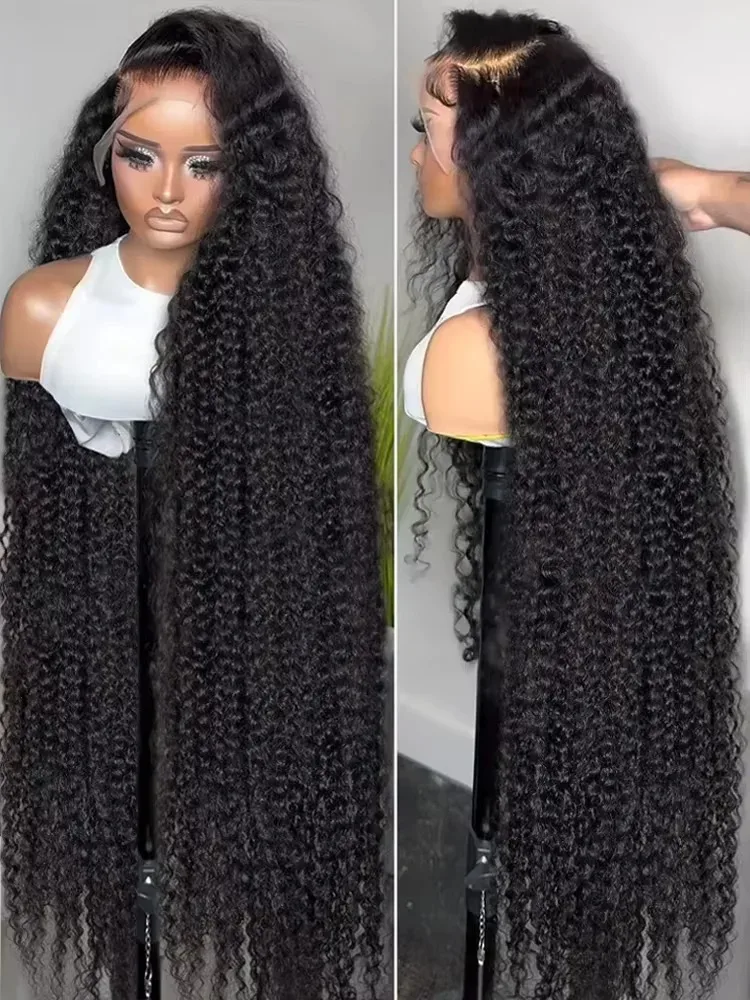 300 High Density 13x6 HD Transparent Lace Frontal Curly Wigs Human Hair 30 40 Inch Deep Wave 6x6 Lace Closure Glueless Wig Remy