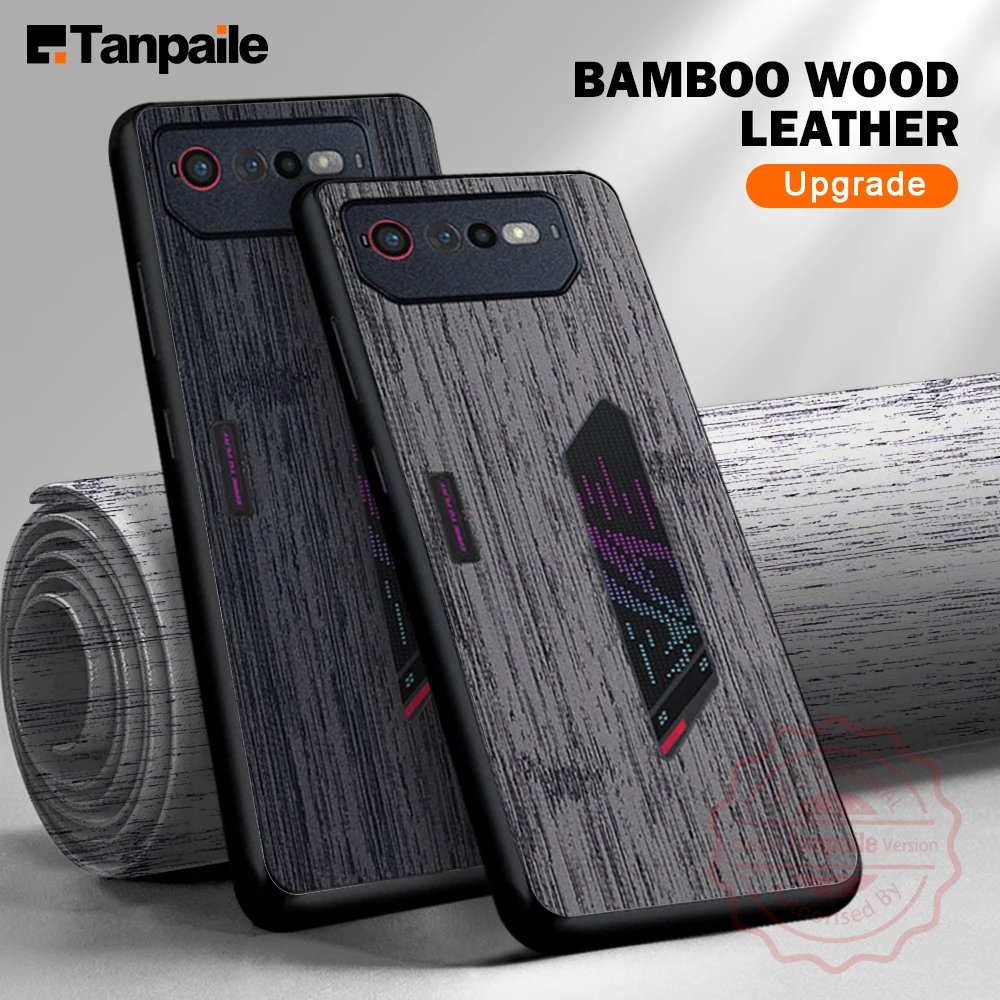 Tanpaile Shockproof Bamboo Wood Leather  Case For Asus ROG Phone 6 PRO 6D 7 Ultimate Luxury Ultra thin Back Cover Casing Funda