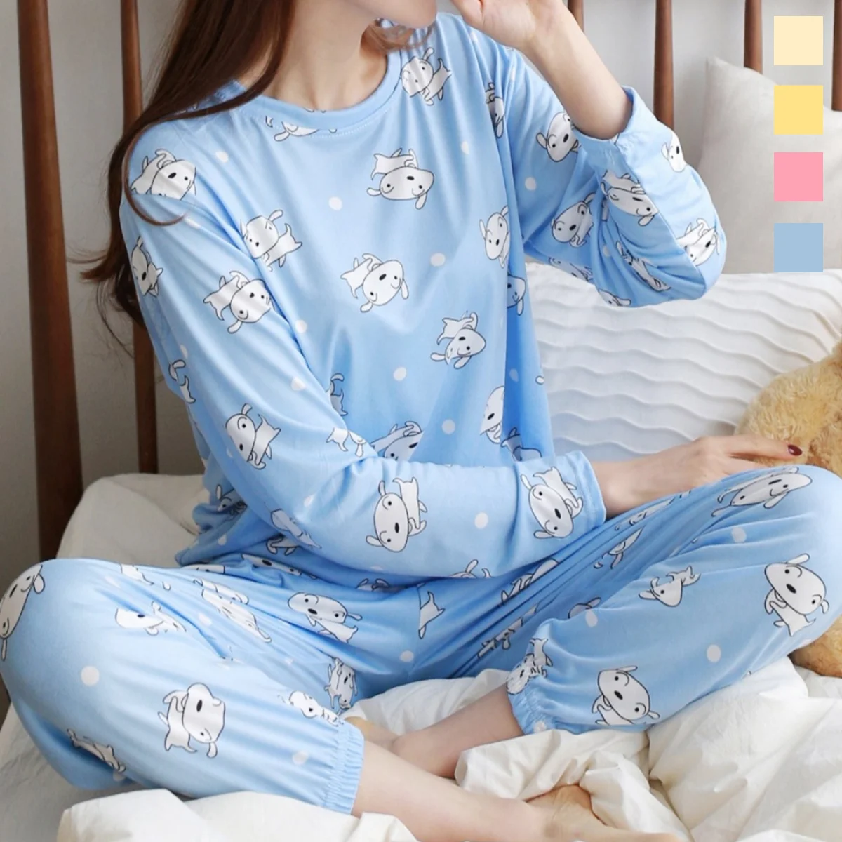 Women albino homewear pajama set Spring Autumn Winter 4color