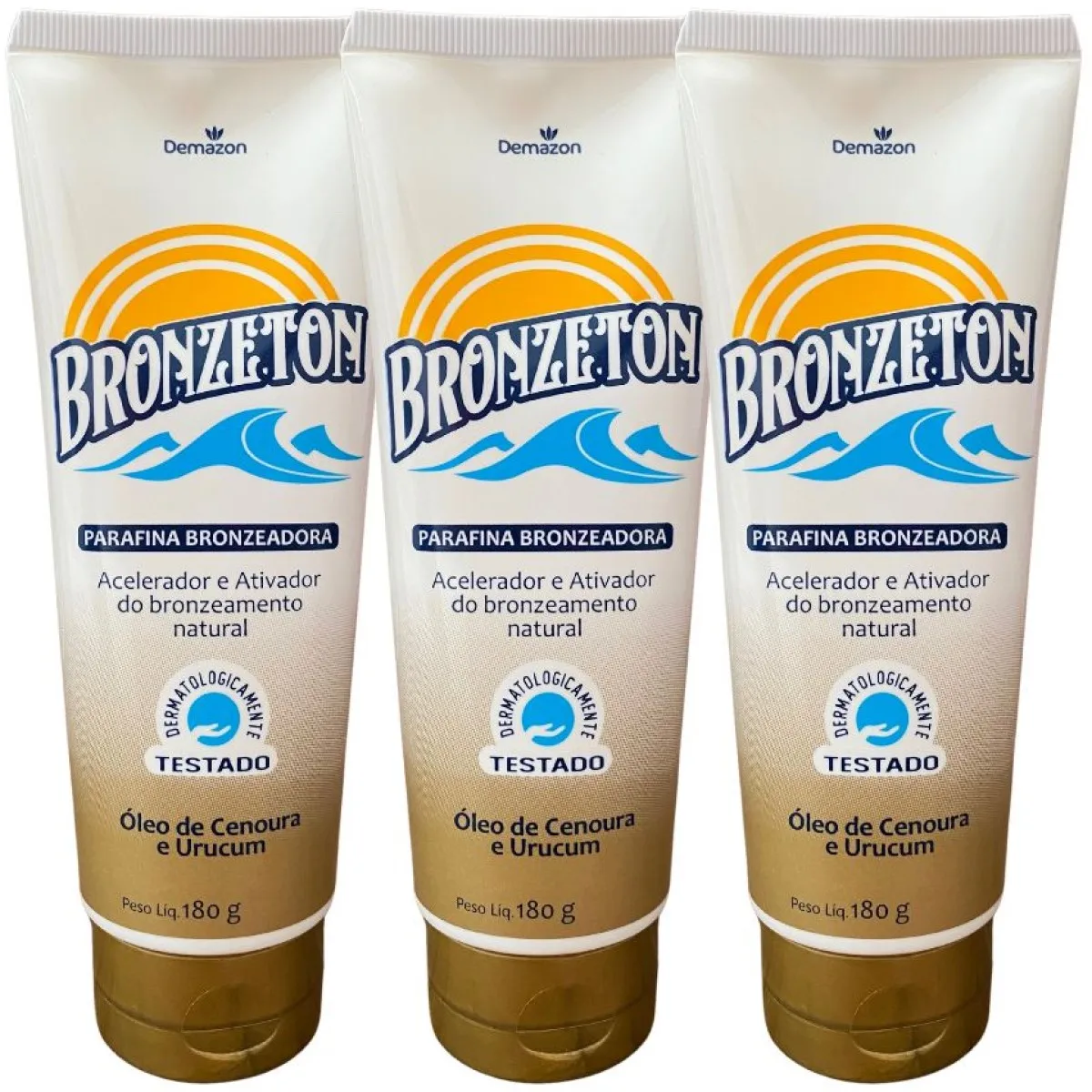 ACELERADOR DE BRONZEAMENTO NATURAL BRONZETON 180G DEMAZON KIT 3 UN.