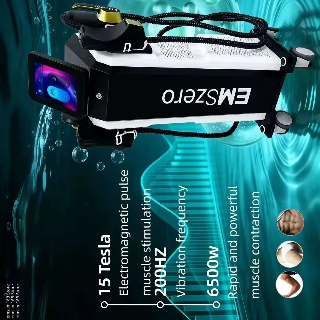 

Professional RF EMS Machine Electric EMS Body Sculpting Fat Burning Slimming Muscle Stimulator 15 Tes 6500W 5 Handle Neo