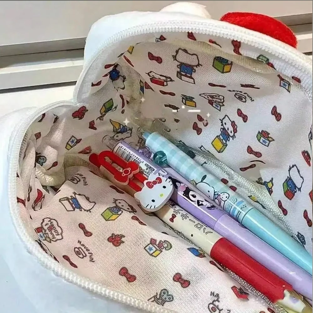กระเป๋าใส่ปากกาตุ๊กตาเฮลโลคิตตี้ ซานริโอ้ จากมินิโซ ลายการ์ตูนอนิเมะสำหรับเด็กผู้หญิง  กระเป๋าใส่เครื่องเขียนนักเรียนขนาดใหญ่