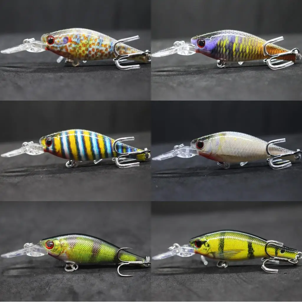 wLure 6 Fishing Lures per Pack 7.2g 8.5cm Lifelike Paint Slow Floating Medium Diver with Tackle Box Quality Hooks Lures HM515KB