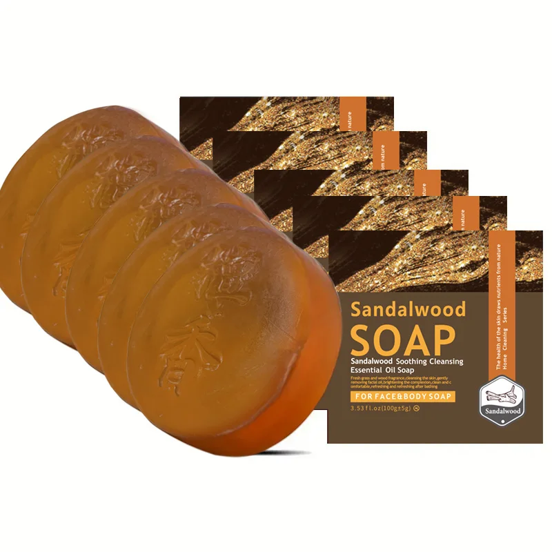 5er-Pack Herren Natur-Sandelholz Drei-in-Eins Shampoo Duschgel Gesichtsreiniger 100g Nicht-reizende Seife für die tägliche Hygiene