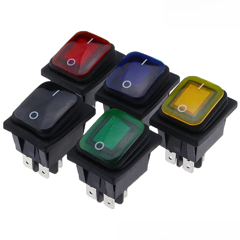 30x22 Heavy Duty wodoodporny przełącznik kołyskowy 12V czerwona dioda LED 220V podświetlany 16A 250VAC KCD4-201 przełącznik DPST 4pin — zdjęcie 2