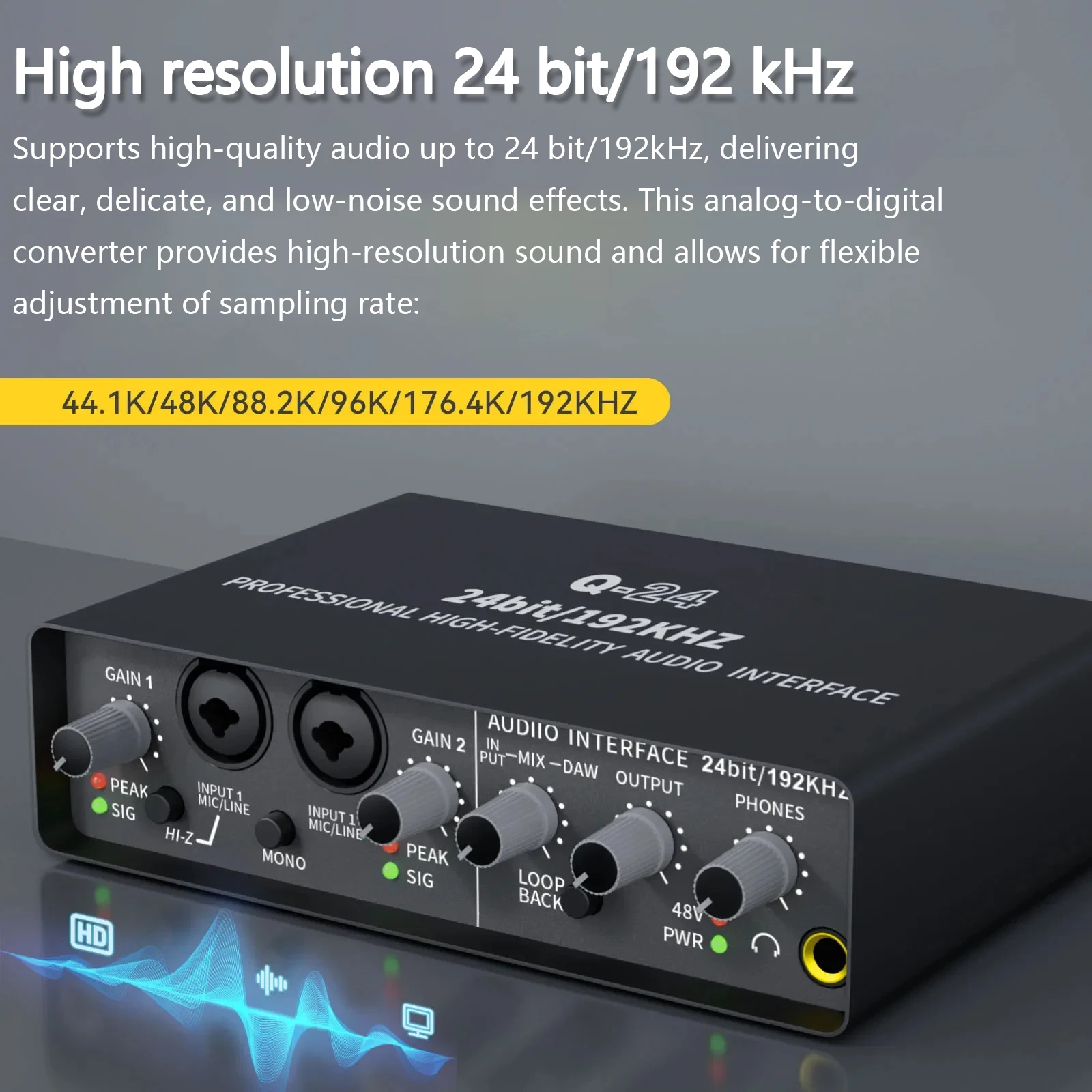 Antarmuka Audio USB 24Bit/192k - Studio Audio Interface With 48V Phantom ulasan dan harga