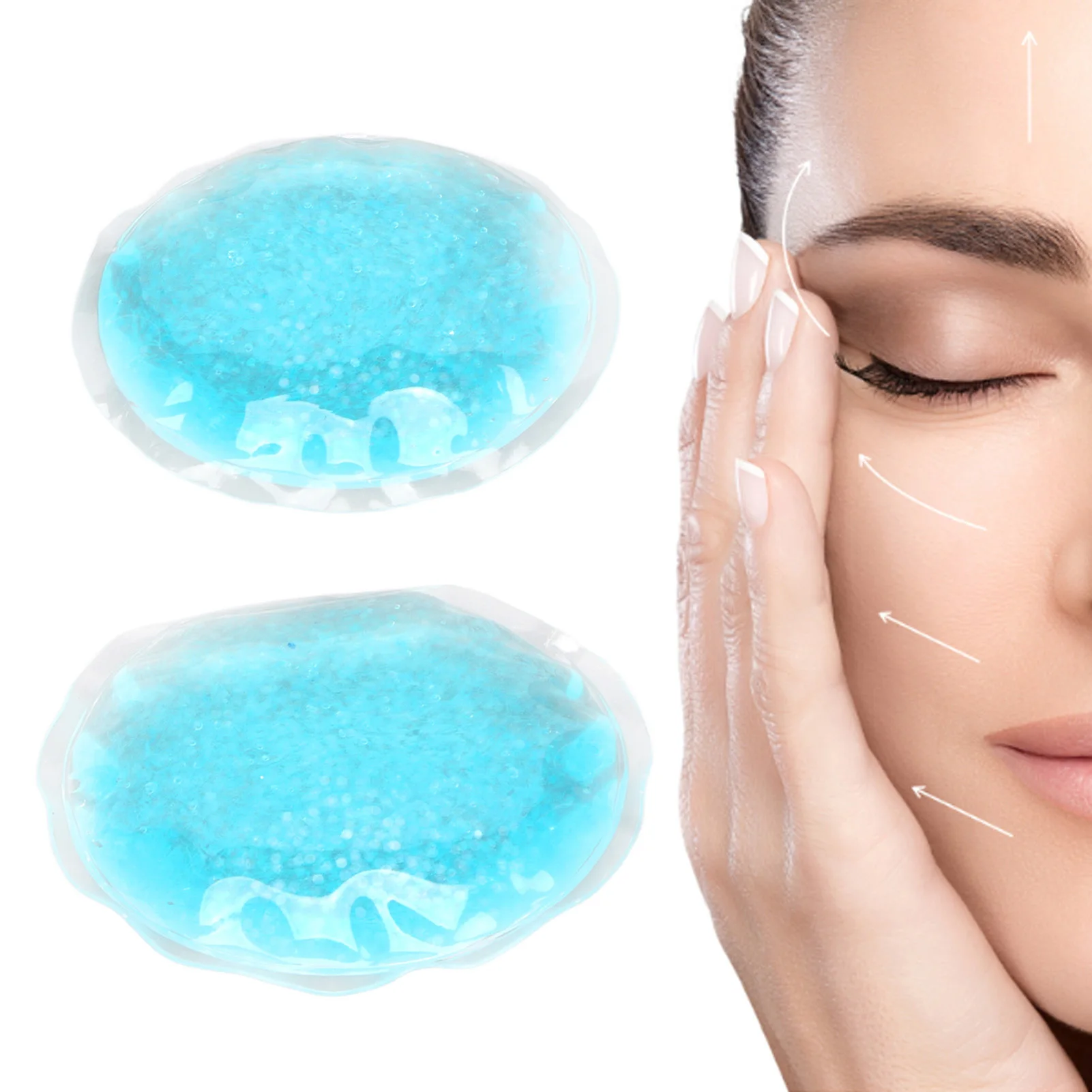 1 Pair Ice Gel Eye Pack 1 Pair Hot Cold Compress Eye Pad Blue Round Swelling Eye Strain Relief Cooling Ice Gel Eye Pack