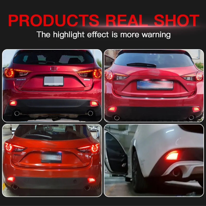 

2pcs Red/Smoked Lens LED Rear Bumper Reflector Brake Lights Tail Stop Lamps For Mazda 3 Axela BM BL 5D Hatchback Car Accessories