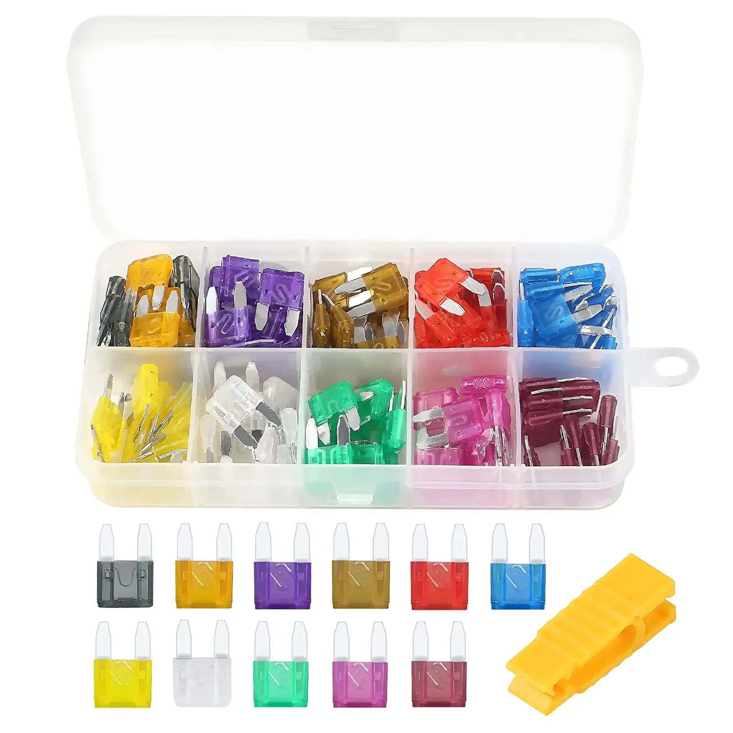 Kit d'assortiment de fusibles à lame de voiture, 100/120 pièces, fusibles de remplacement automobile, Mini fusibles à lame à profil bas pour voiture, bateau, camion