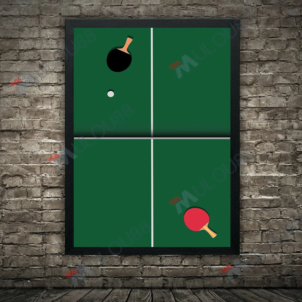 فن حائط تنس الطاولة في أضيق الحدود ، لوحة قماشية ، فن تحفيزي لتنس الطاولة ، ملصق وطباعة ، ديكور منزلي ، بدون إطار