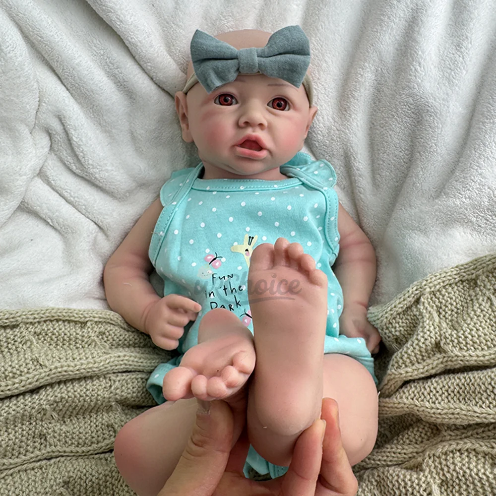 Exquisite 17" Silicone Reborn Baby Girl Doll Lifelike & Hand-Painted Newborn For Christmas DIY Projects Art Collections Toys