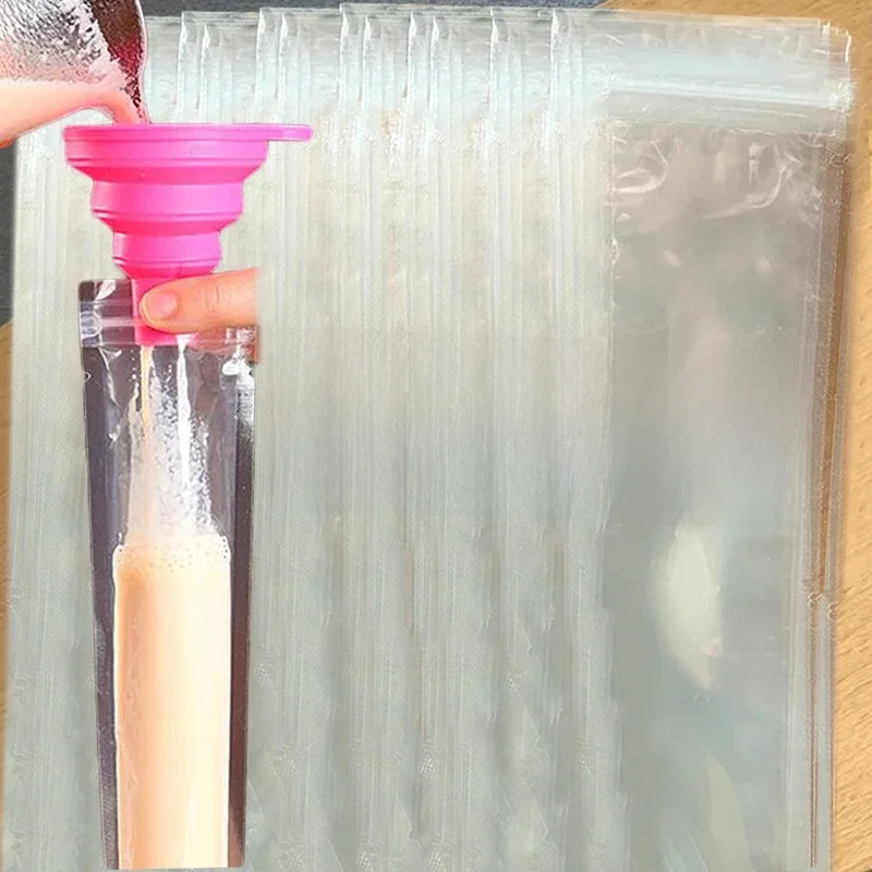Sacs de moule à glace jetables, sac d'emballage de bloc de glace transparent, bricolage, yaourt, crème glacée, jus, Smoothie, outil de moule avec entonnoir
