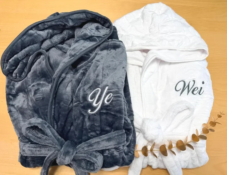Embroidered Custom Luxury Robe, Super Soft Premium Quality Fleece Robe, Couples Valentine's Day Gift, Engagement/Wedding Gift