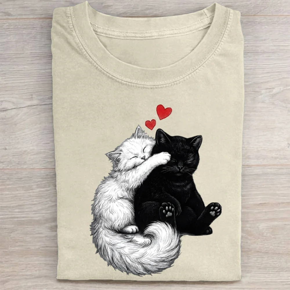 愛猫グラフィック T シャツ ルーズ ユニセックス カジュアル アパレル 快適 トレンディ ストリートウェア 猫ファン 日常着 フェスティバル パーティー衣装