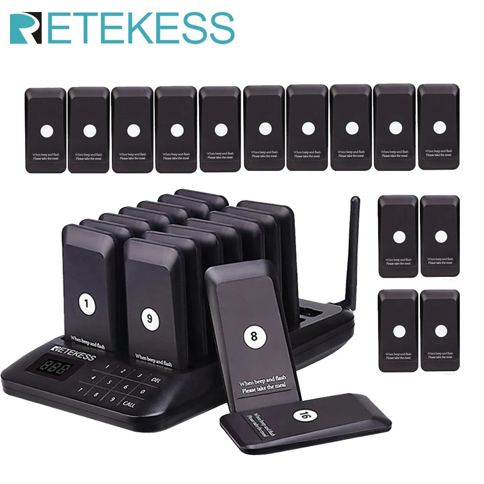 Retekess TD157 Pagers For Restaurant Cafe Wireless Pager Calling System 30 Coaster Buzzer Touch Screen For Food Truck Bar Clinic