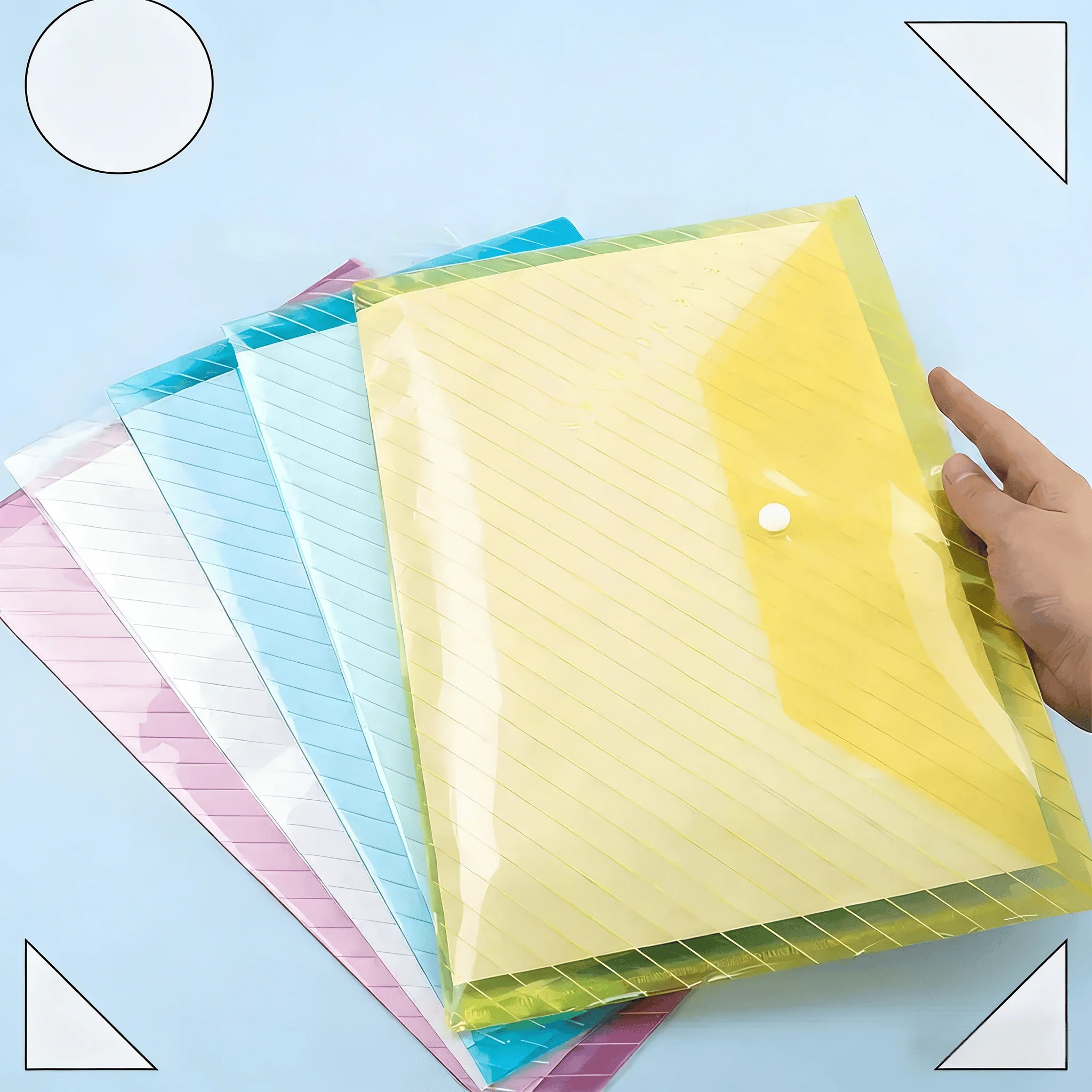 5-Pack A4 Foldable Document Folders in Assorted Colors - Easy-Carry File Organizer with Label