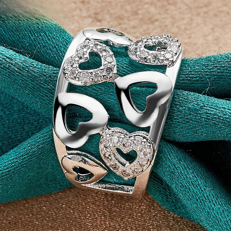 DOTEFFIL 925 Sterling Silver Heart AAAAA Zircon Ring For Women Fashion Wedding Engagement Party Gift Charm Jewelry — zdjęcie 2