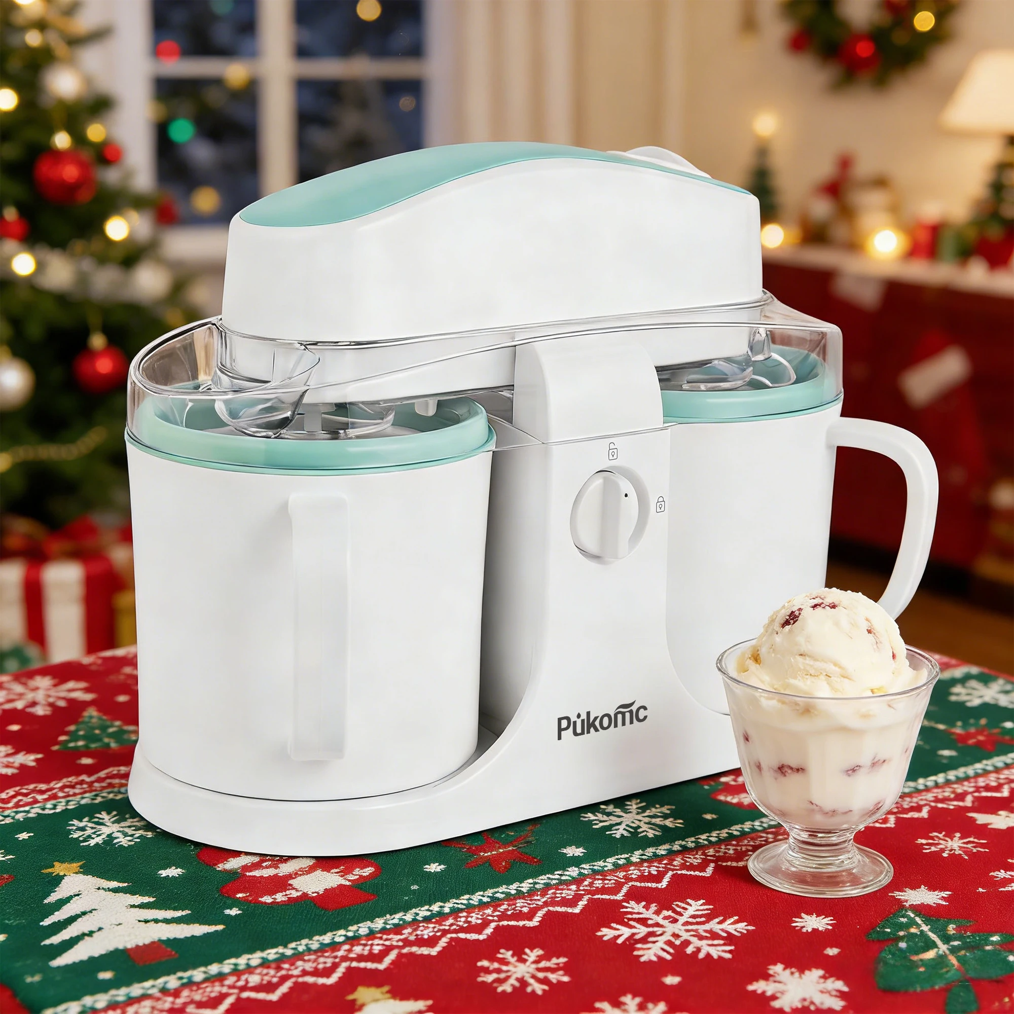 Sumetas Eiscreme- und Eis am Stiel-Maker mit Doppelbecher-Design, DIY-Geschmacksrichtungen, Füge Früchte, Puderzucker und andere Zusätze hinzu, einfache Zubereitung