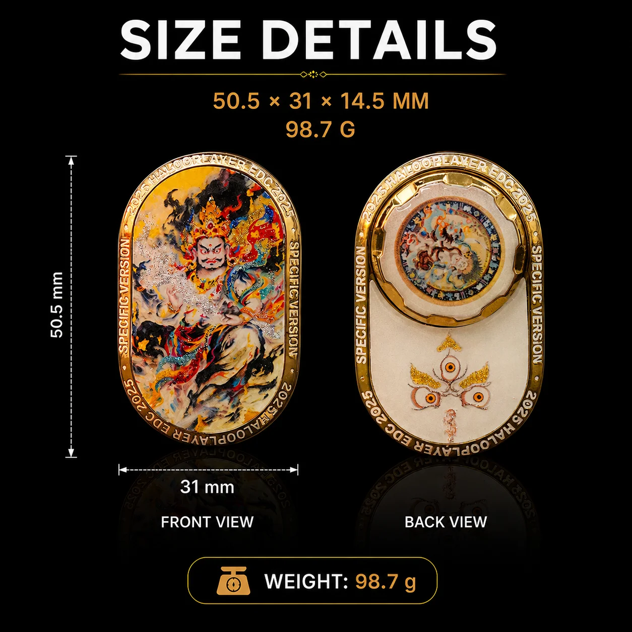 HALOOPLAYER EDC custom DIY YELOOW JAMBHALA Metal Stainless Steel Finger Spin Premium Toy  Push Spin Mechanical Fidget S