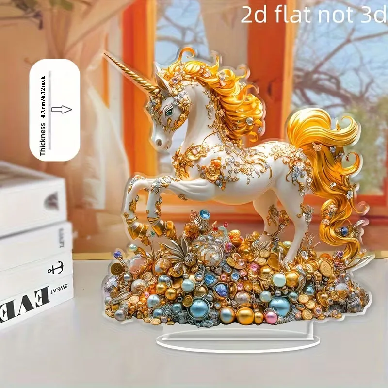 1 Bohemian-Style Acryl-Statue mit Pferdemotiv - Desktop-Kunstdekoration, Symbol für Reichtum und Wohlstand, Neujahrsgeschenke, 2D Flach – Detail 8