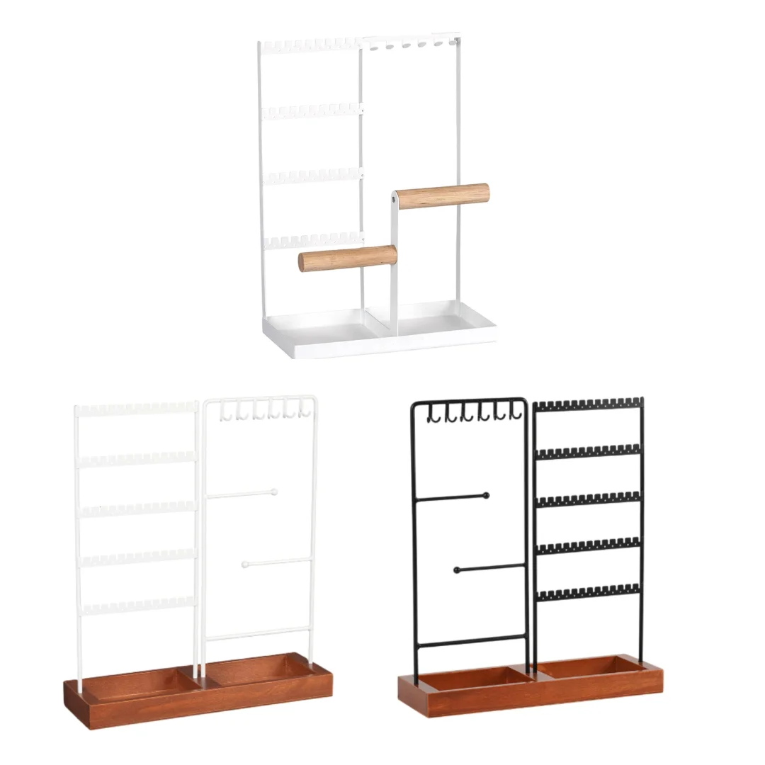4 Tiers Jewelry Display Rack Earrings Organizer Jewelry Hooks Rectangle Desktop Jewelry Stand Bangle Watch Ear Stud Shop