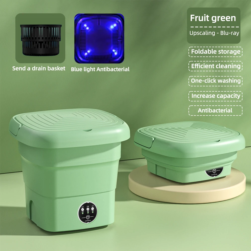 Mini Folding Washing Machine With Dryer Bucket Socks Underwear Cleaning Washer Travel Dormitory 110V-240V EU US