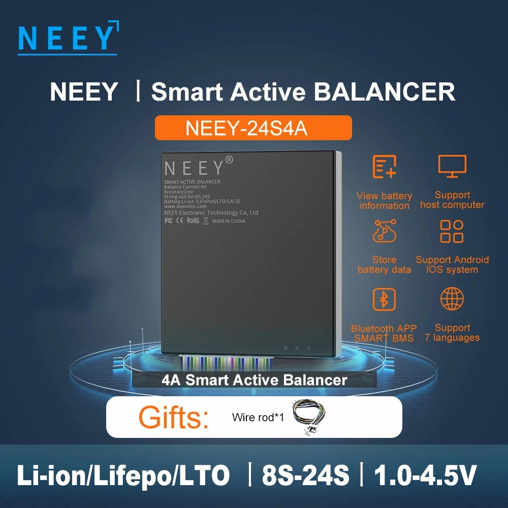 NEEY Smart Active Balancer 4A 8A 10A 15A Balance Current of 4S~24S 20S 16S 8S LiFePo4 Li-ion LTO Battery BMS Smart Equalizer BT