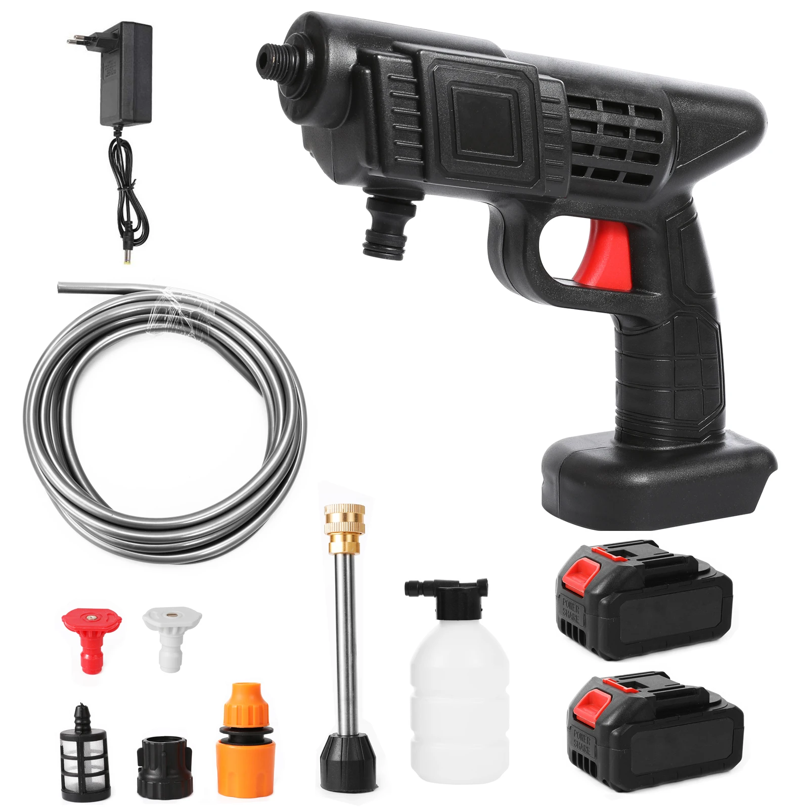 Macchina per lavaggio auto con pistola per lavatrice ad alta pressione portatile da 40 bar, portata di spruzzo di 10 m, per batterie Makita 21 V adatte per auto e giardini