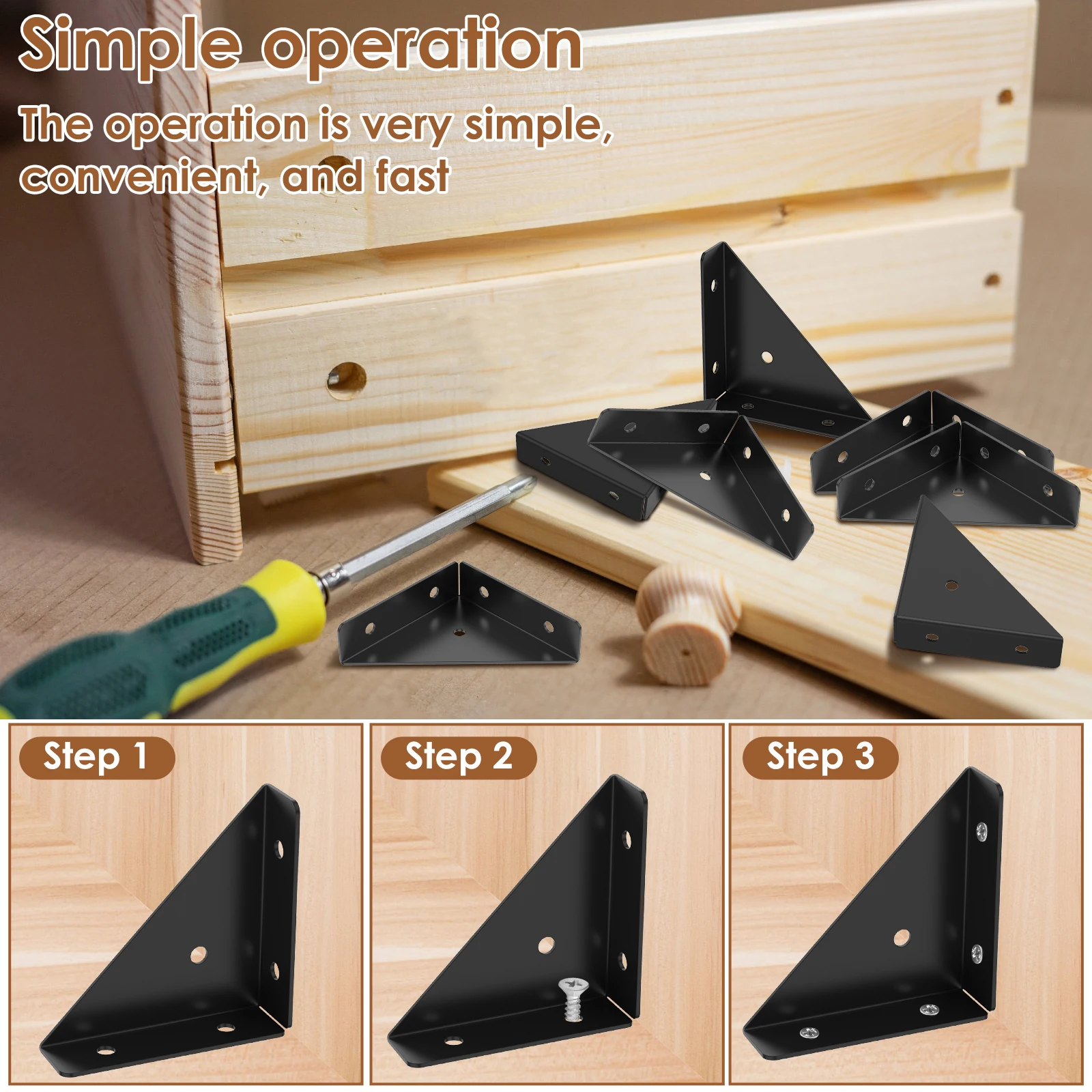 18PCS Corner Brace Brackets 66x66mm Corner Connector Sturdy Metal Wall Fixed Brackets Angle Shelf Brackets Furniture Fastener