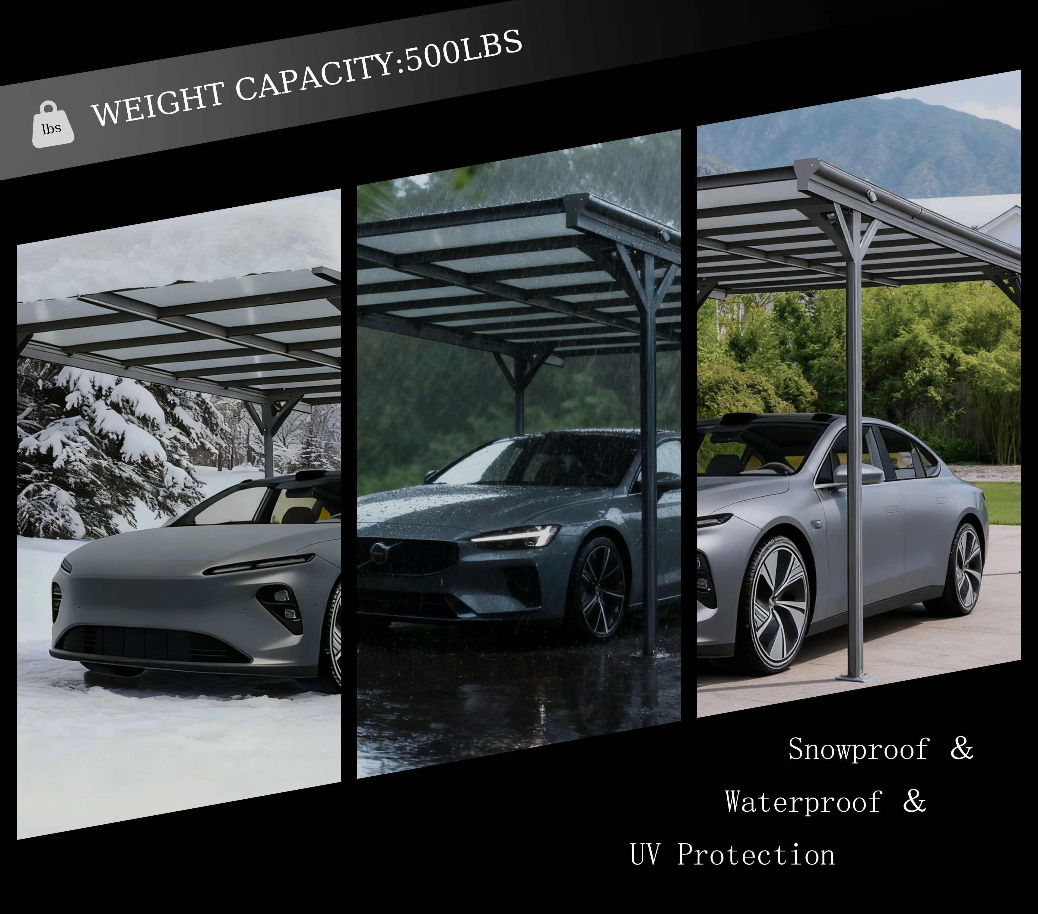 

10*21ft carportСделано из высокопрочного алюминиевого сплава, пластина выносливости ПК и другие материалы; Защита транспортных средств от экстремального мы