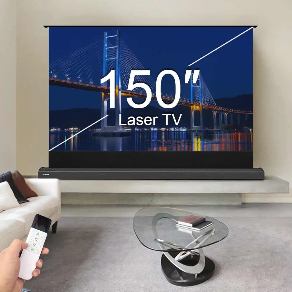 150“ ALR Projector Screen Motorized Floor Self-Rising 16:9 Big Projection Screen Laser TV  for 4K Ultra Short Throw Projector