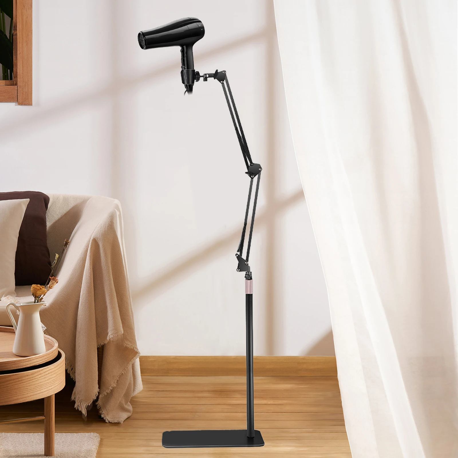 

Hair Dryer Holder Stand Adjustable Floor Bracket Styling Tool Rack Blow Dryer Holder for Most Hair Dryers Groomers Tools Home