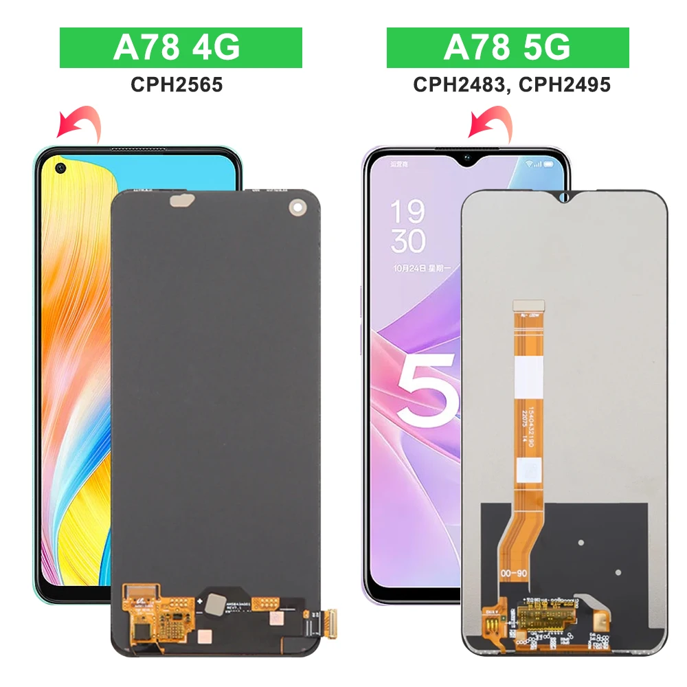 Original For OPPO A78 5G CPH2483 CPH2495 LCD Display Touch Screen Digitizer Assembly With Frame for OPPO A78 4G CPH2565 LCD OLED