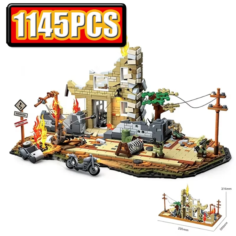 

1145PCS MOC Urban Street View Architecture Western Front Urban Campaign Creative DIY Building Blocks Model Puzzle Toy