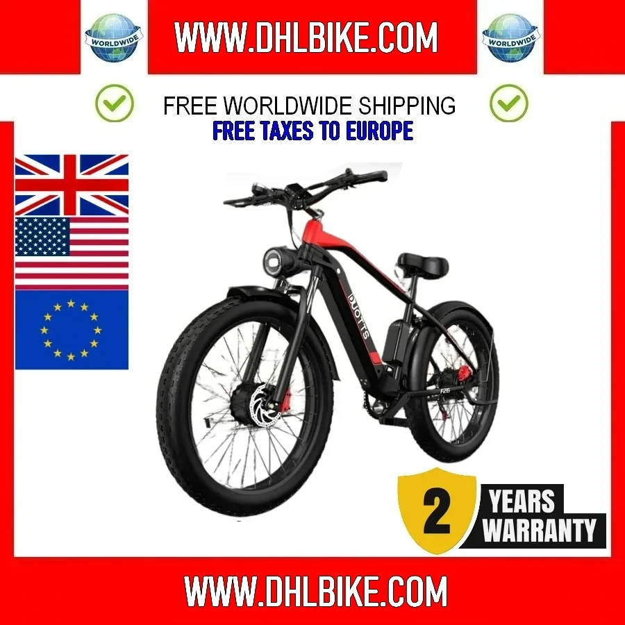 2024 EU stock electric bicycle LG-20AH battery, 750W*2 dual motors, 26*4.0 fat tires, off-road mountain electric bicycle, 100km