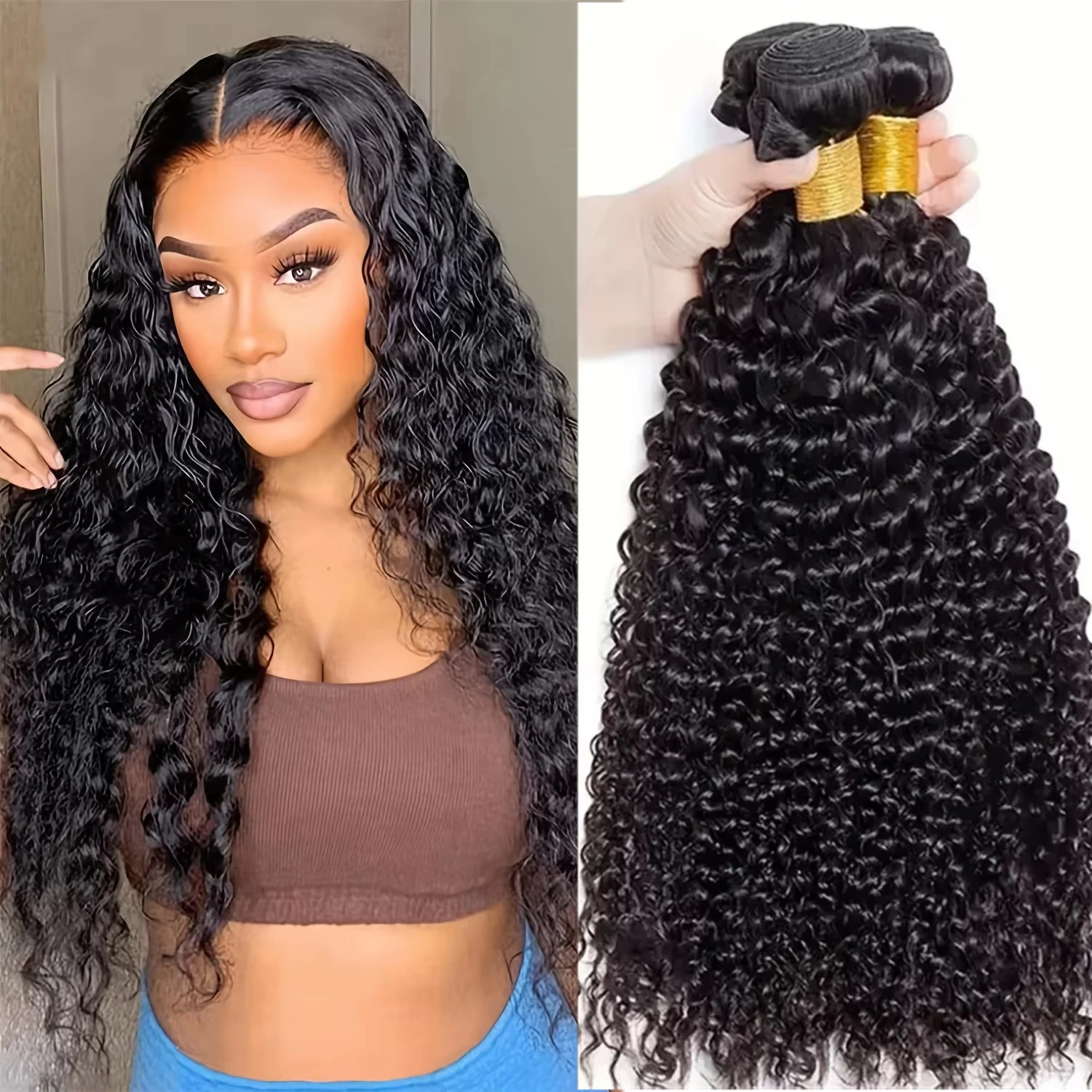 

Человеческие волосы 1, 3, пучки, пучки глубоких волн # 1B натуральный цвет, пучок глубоких волн, наращивание человеческих волос, пучки человеческих волос с двойным утком