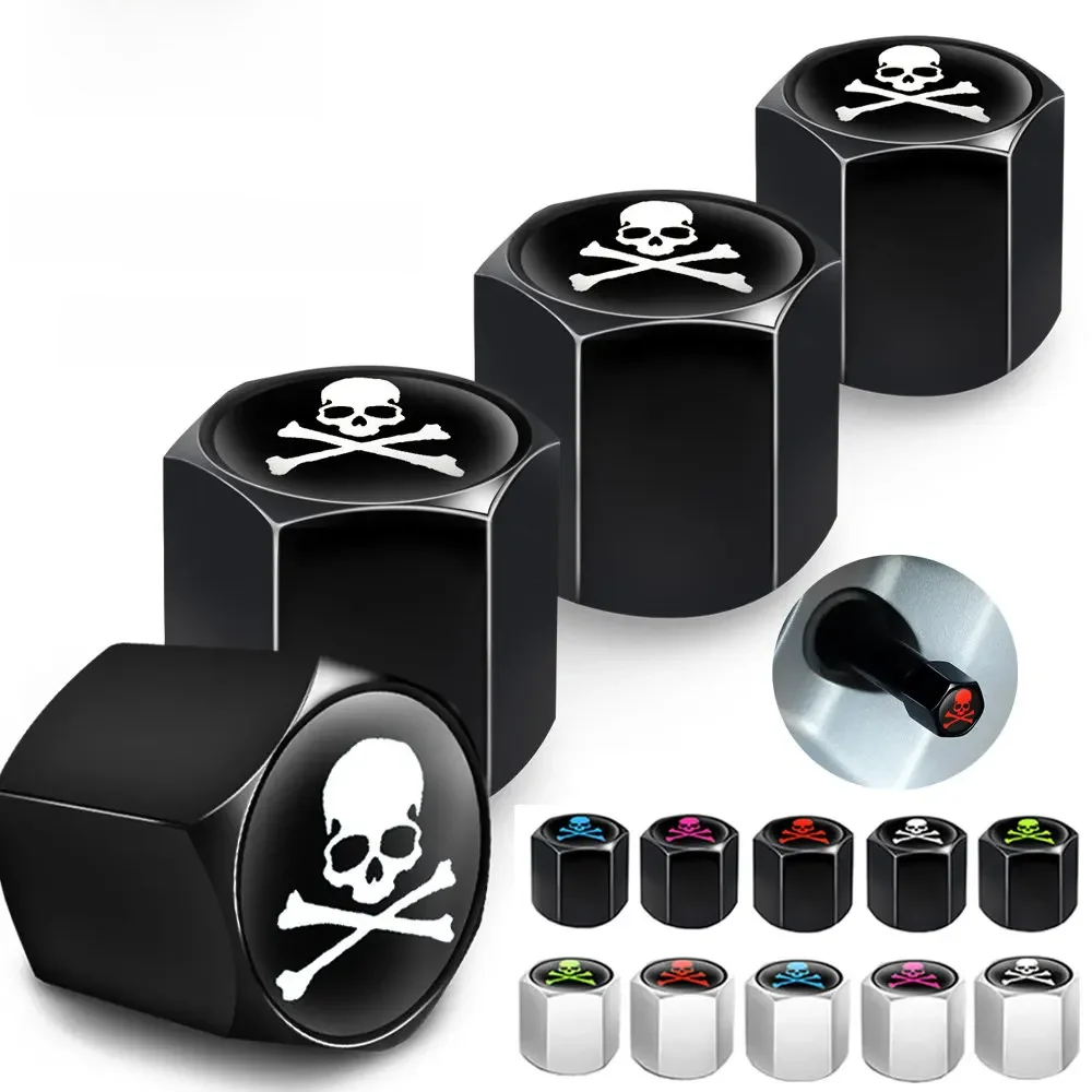 AliExpress TQQTQQ 4Pcs Skull Tire Valve Stem Caps with O Rubber Ring, Universal Stem Covers for Cars, SUVs, Bike, Bicycle, Trucks, Motorcycles